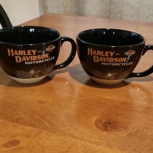 Set of Harley Davidson large mugs/soup cups
